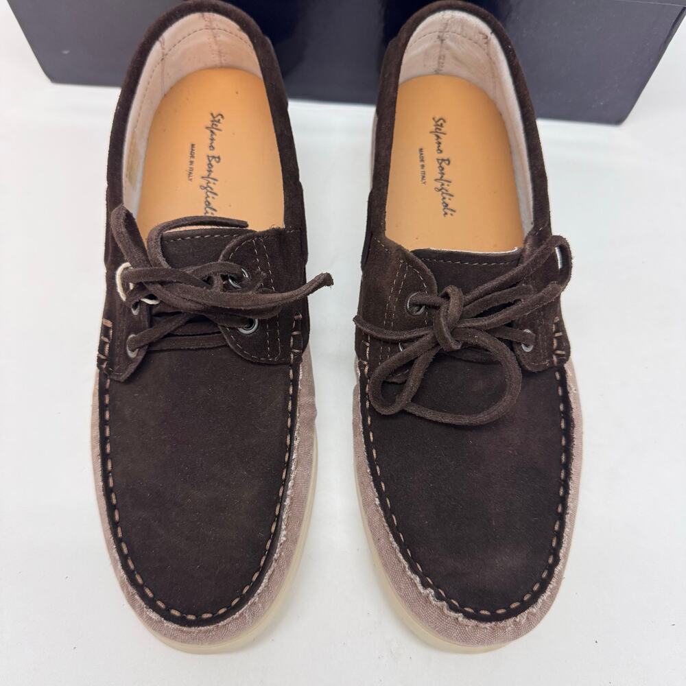 New Men's Stefano Bonfiglioli Brown Suede Leather Loafer Boat Shoes sz 42 / US 9